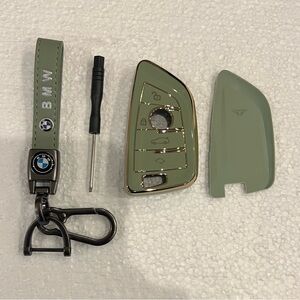 BMW Sage Green Leather Keychain